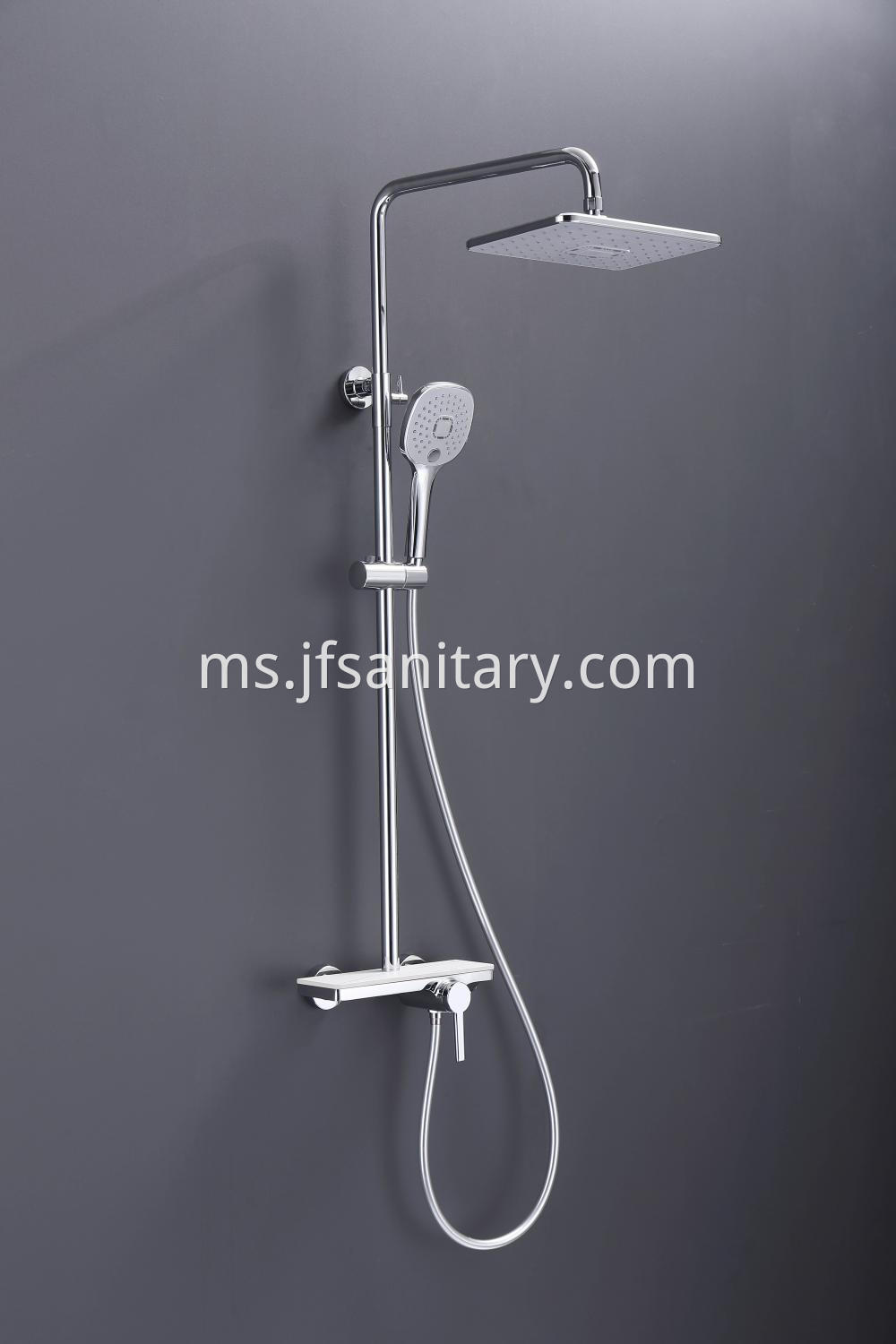 Square Shower Mixer Set With Marble Shelf